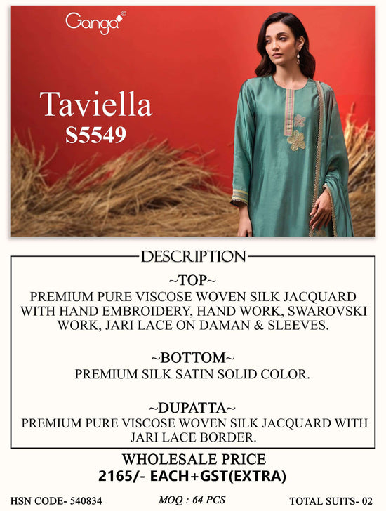 Ganga Fashion Taviella 5549 Viscose Silk Jacquard Dress Material