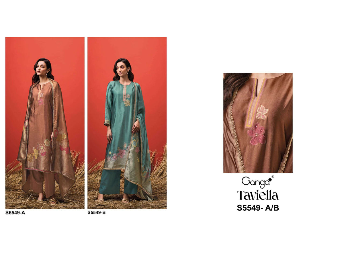 Ganga Fashion Taviella 5549 Viscose Silk Jacquard Dress Material