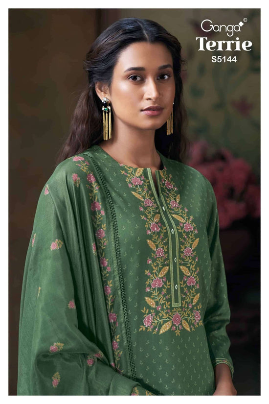 Ganga Fashion Terrie 5144 Cotton Satin Dress Material - Amrah Wholesale