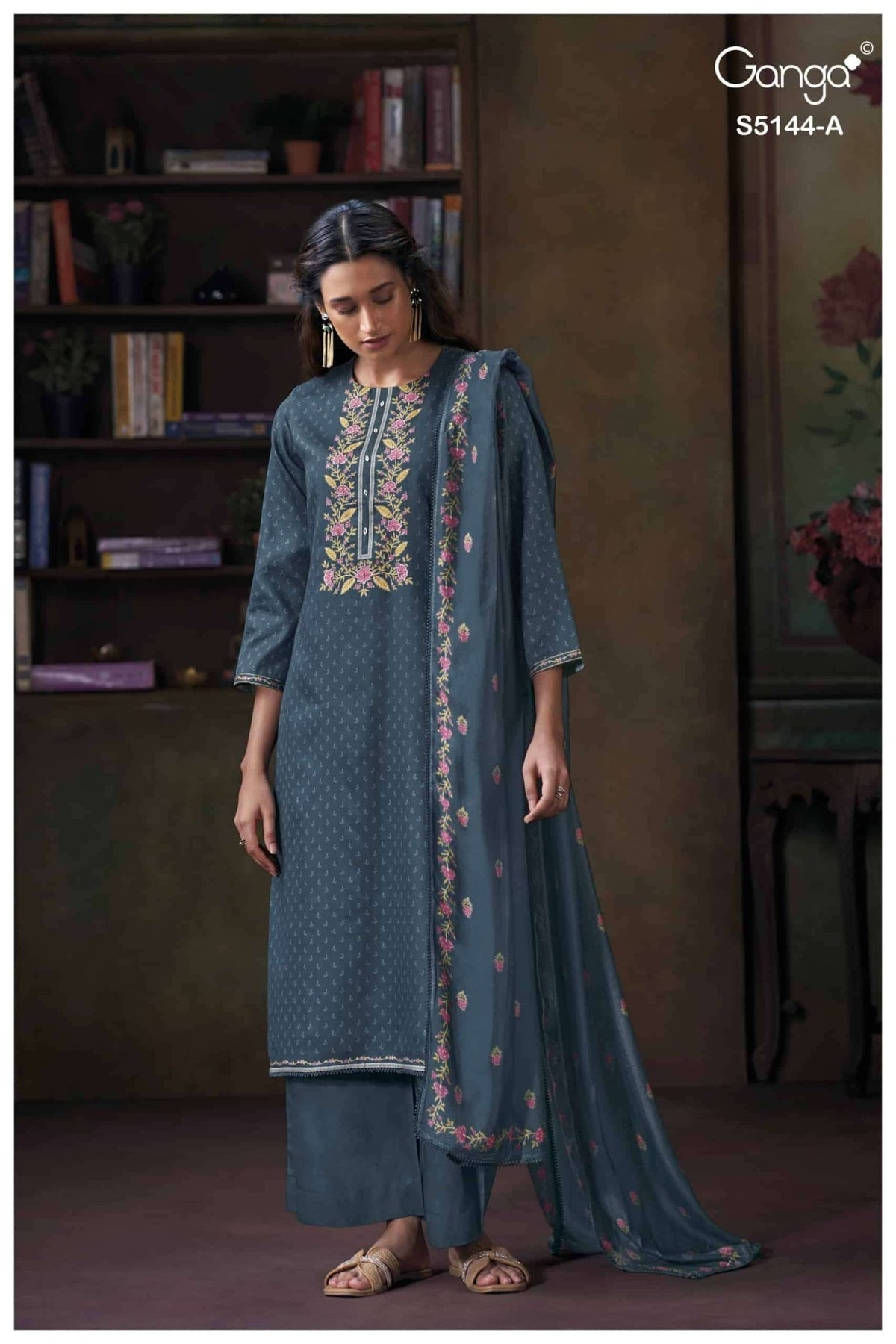 Ganga Fashion Terrie 5144 Cotton Satin Dress Material - Amrah Wholesale