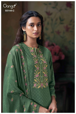 Ganga Fashion Terrie 5144 Cotton Satin Dress Material - Amrah Wholesale