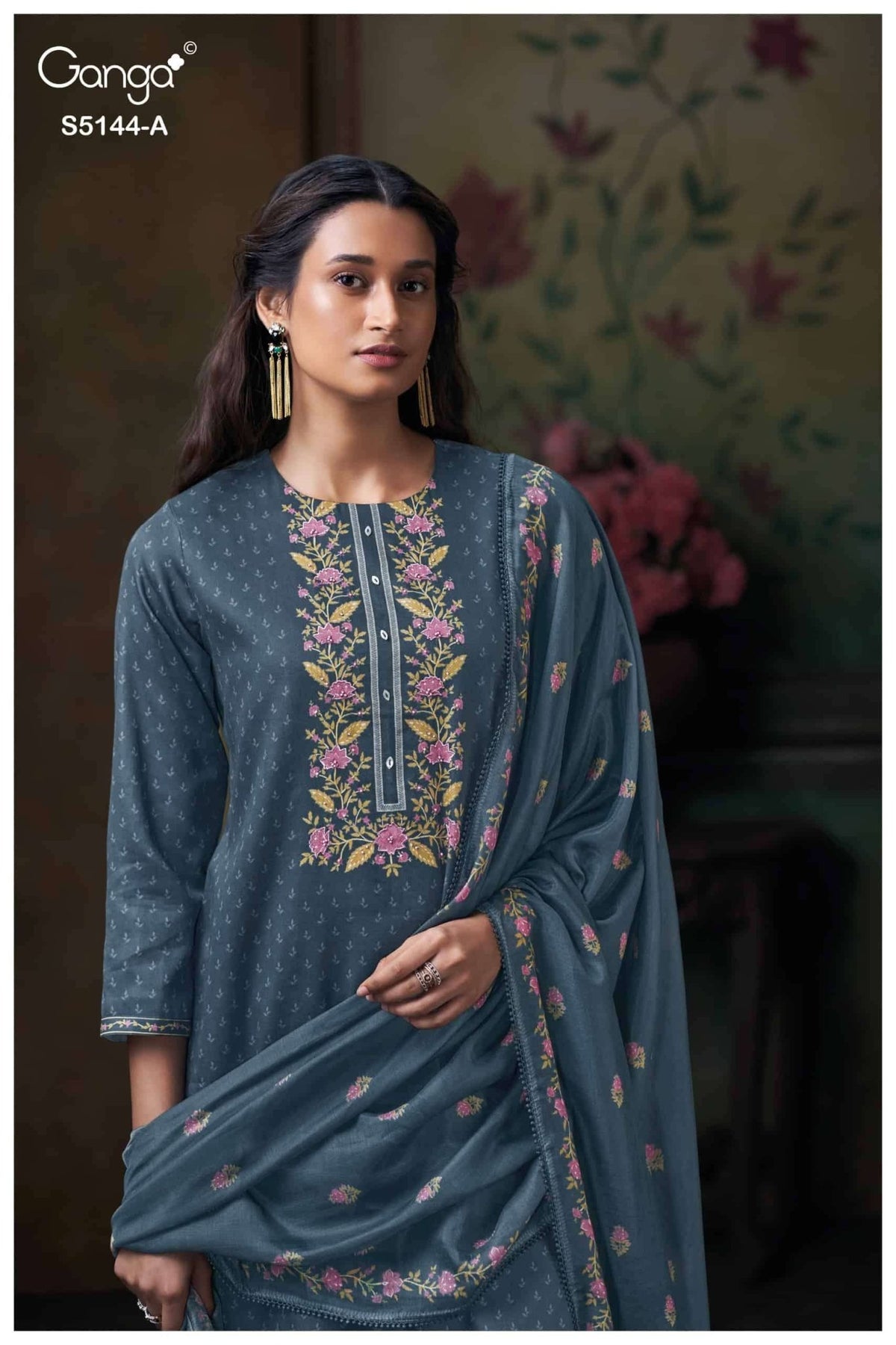 Ganga Fashion Terrie 5144 Cotton Satin Dress Material - Amrah Wholesale