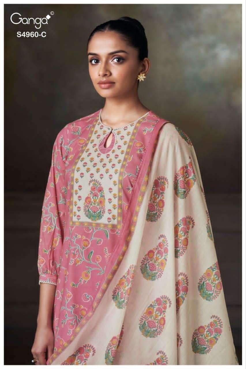 Ganga Fashion Tersia 4960 Premium Cotton Dress Material - Amrah Wholesale