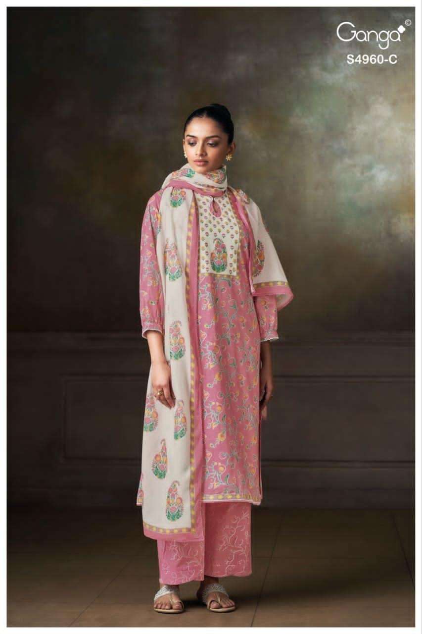 Ganga Fashion Tersia 4960 Premium Cotton Dress Material - Amrah Wholesale