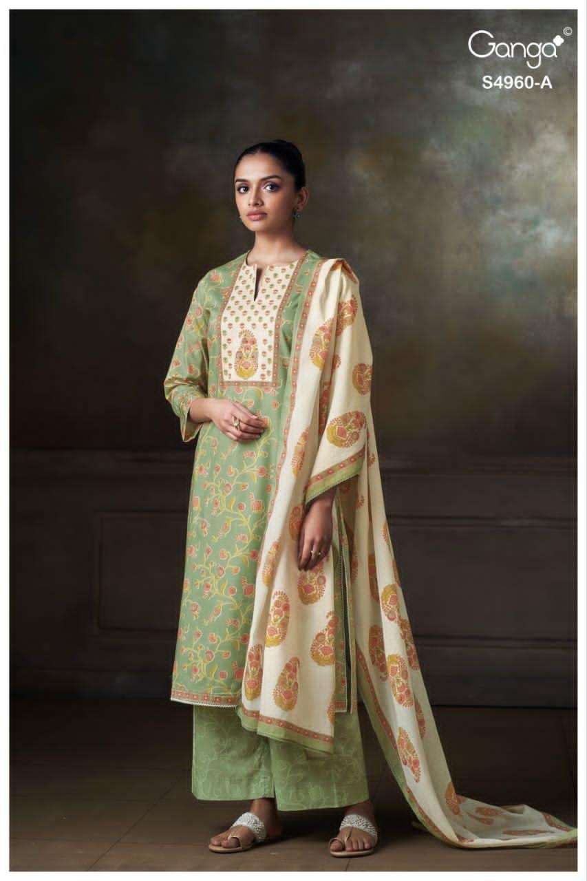 Ganga Fashion Tersia 4960 Premium Cotton Dress Material - Amrah Wholesale