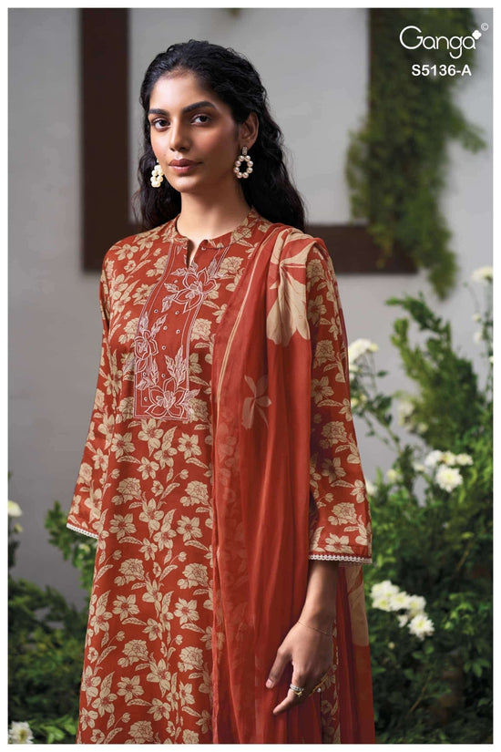 Ganga Fashion Tilotama 5136 Cotton Satin Printed Dress Material - Amrah Wholesale