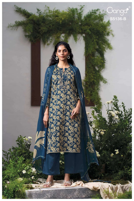 Ganga Fashion Tilotama 5136 Cotton Satin Printed Dress Material - Amrah Wholesale