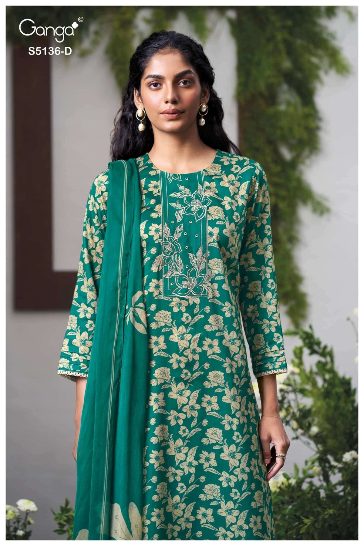 Ganga Fashion Tilotama 5136 Cotton Satin Printed Dress Material - Amrah Wholesale