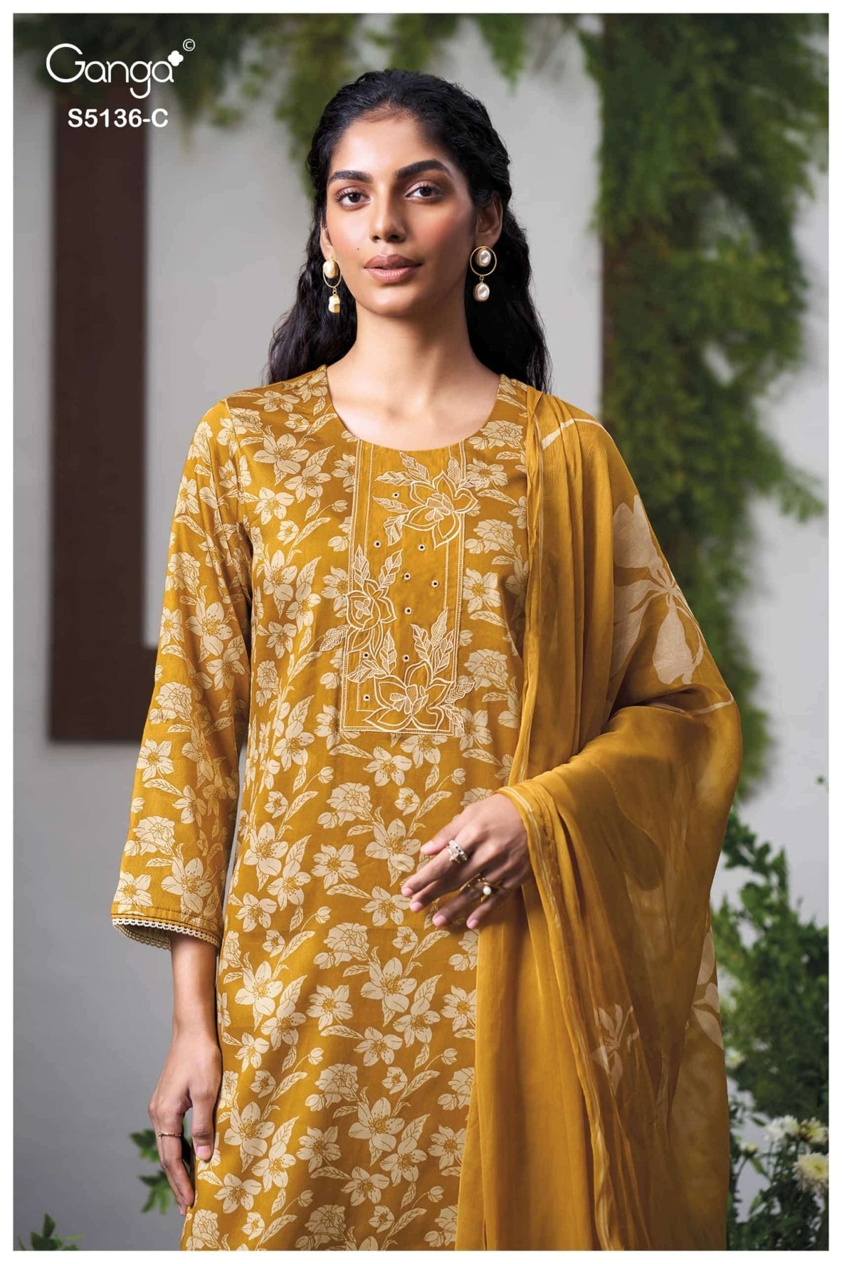 Ganga Fashion Tilotama 5136 Cotton Satin Printed Dress Material - Amrah Wholesale