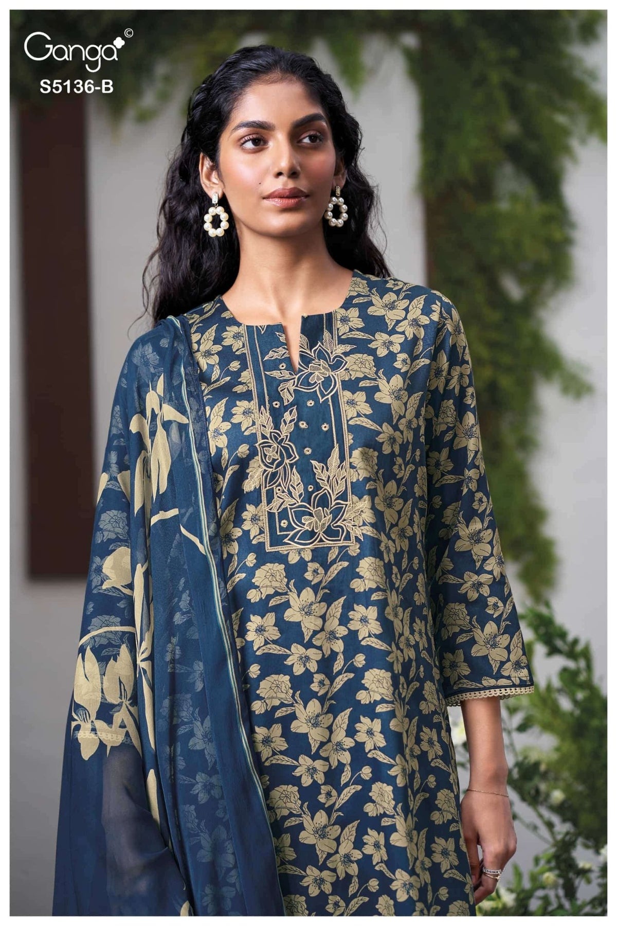 Ganga Fashion Tilotama 5136 Cotton Satin Printed Dress Material - Amrah Wholesale