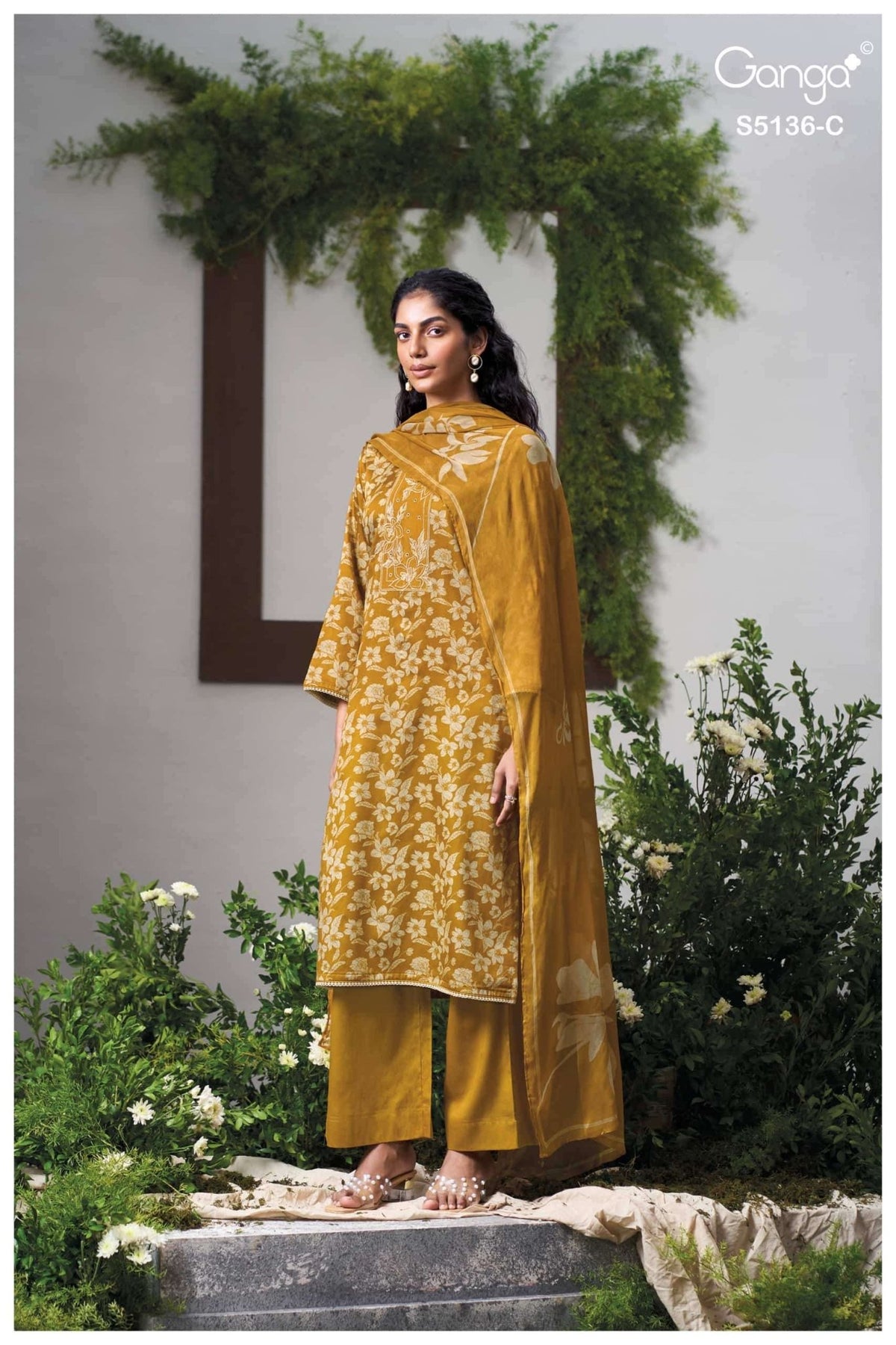 Ganga Fashion Tilotama 5136 Cotton Satin Printed Dress Material - Amrah Wholesale