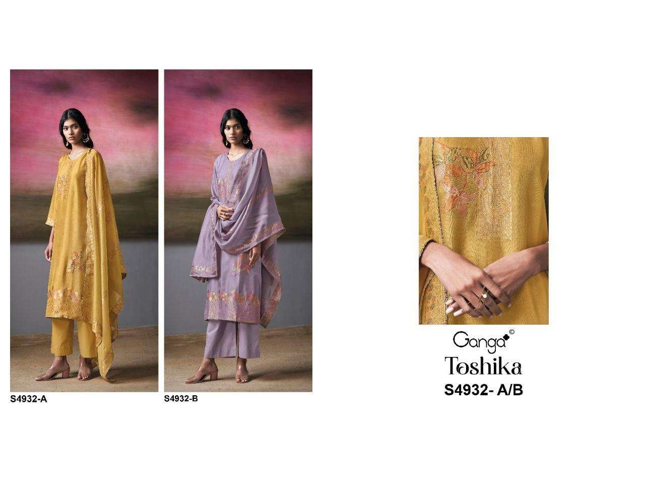 Ganga Fashion Toshika 4932 Pure Viscose Woven Silk Jacquard Pakistani Suit - Amrah Wholesale