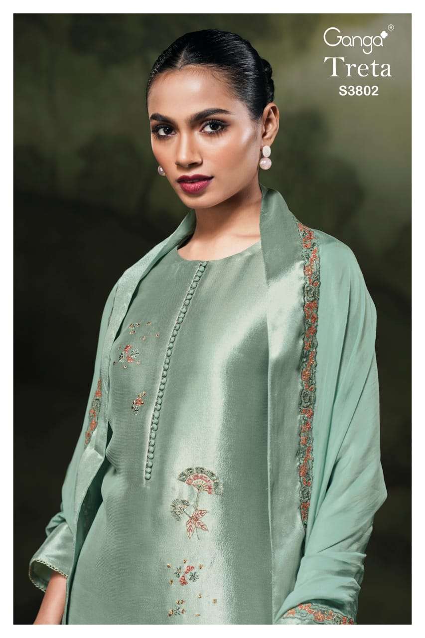 Ganga Fashion Treta 3802 Bemberg Silk Dress Material - Amrah Wholesale