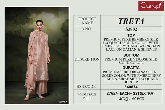 Ganga Fashion Treta 3802 Bemberg Silk Dress Material - Amrah Wholesale