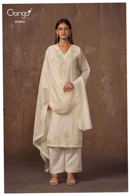 Ganga Fashion Udita 4864 Pure Banarasi Mul Dress Material