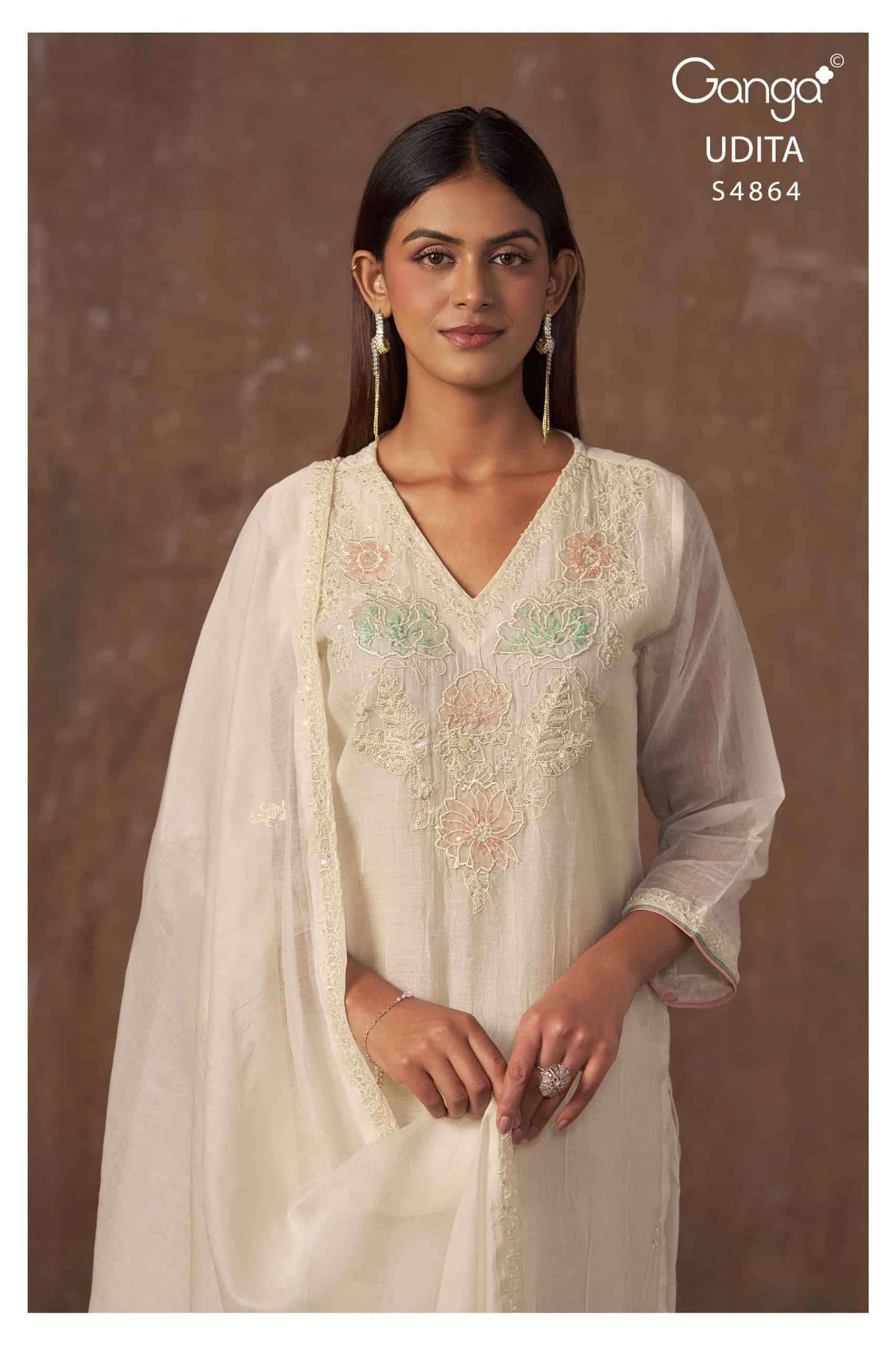 Ganga Fashion Udita 4864 Pure Banarasi Mul Dress Material