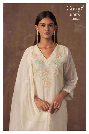 Ganga Fashion Udita 4864 Pure Banarasi Mul Dress Material