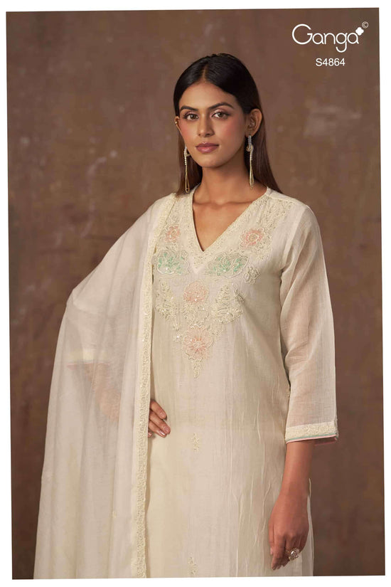 Ganga Fashion Udita 4864 Pure Banarasi Mul Dress Material
