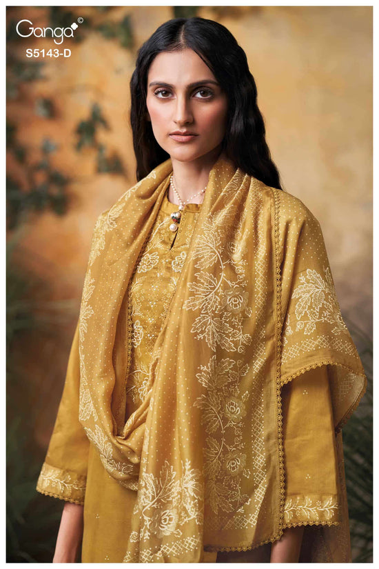 Ganga Fashion Urvita 5143 Premium Cotton Satin Embroidered Dress Material