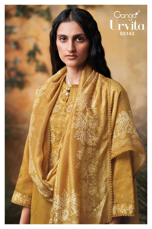Ganga Fashion Urvita 5143 Premium Cotton Satin Embroidered Dress Material