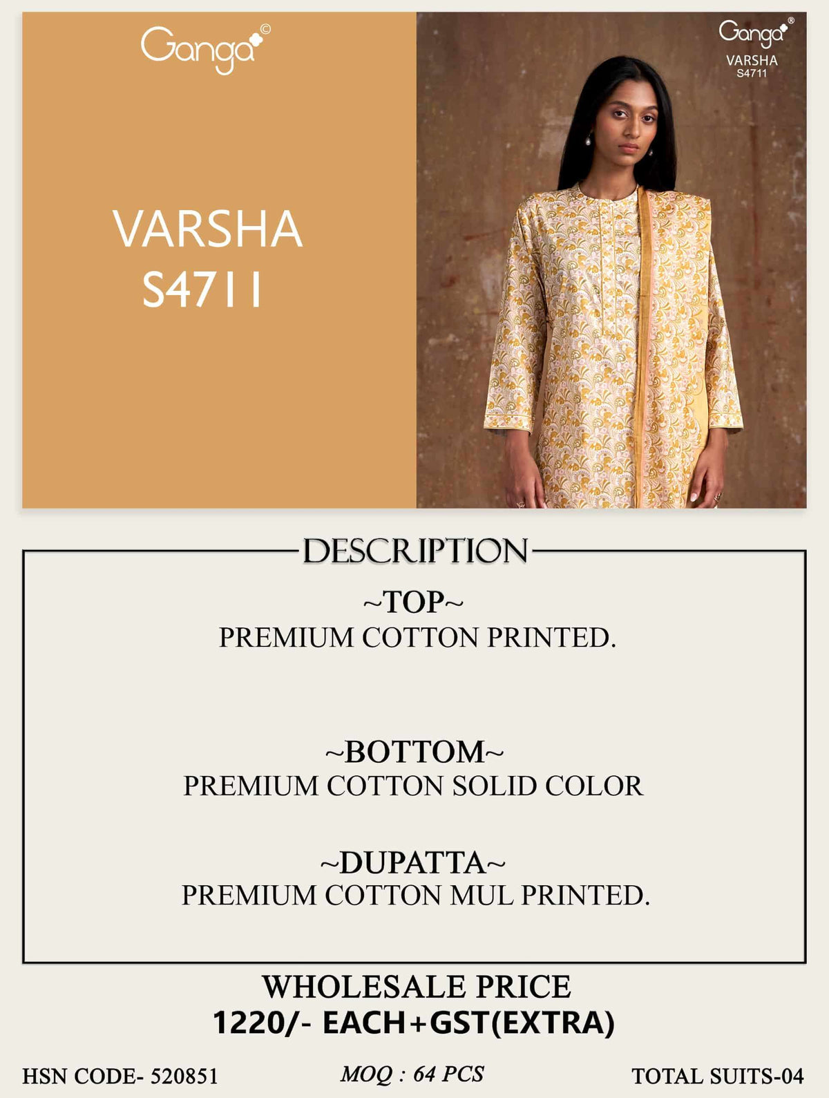 Ganga Fashion Varsha 4711 Dress Material Wholesale Catalogue - Amrah Wholesale