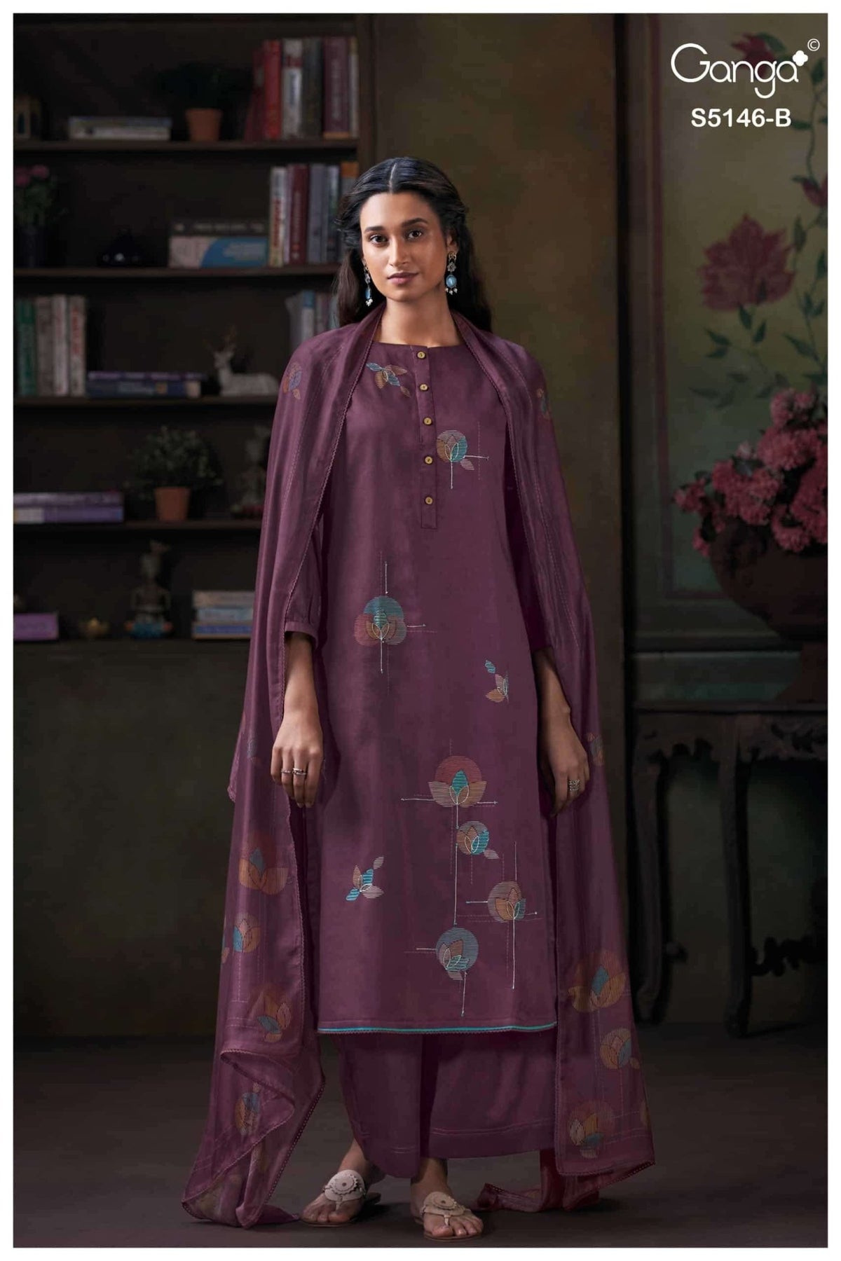 Ganga Fashion Vedvika 5146 Cotton Satin Dress Material - Amrah Wholesale