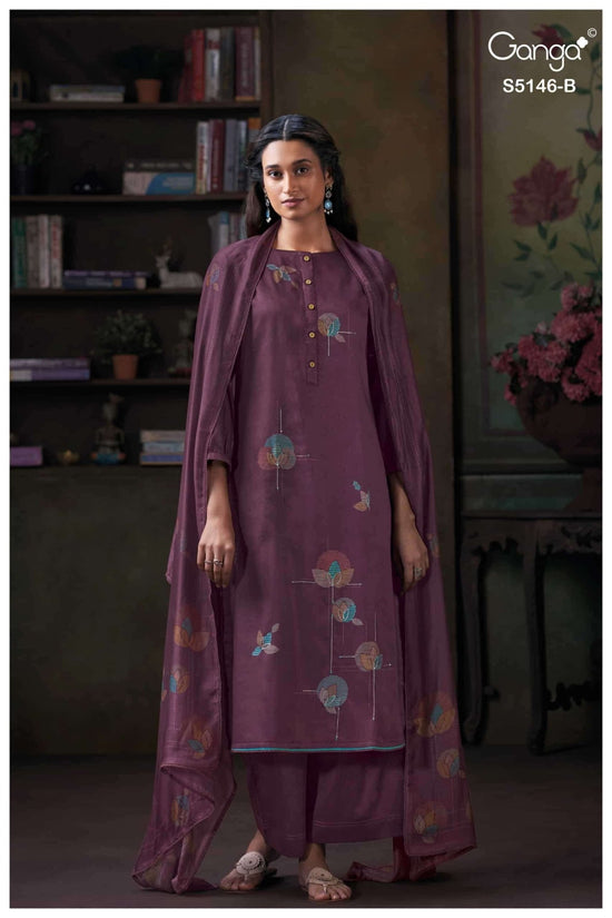 Ganga Fashion Vedvika 5146 Cotton Satin Dress Material - Amrah Wholesale