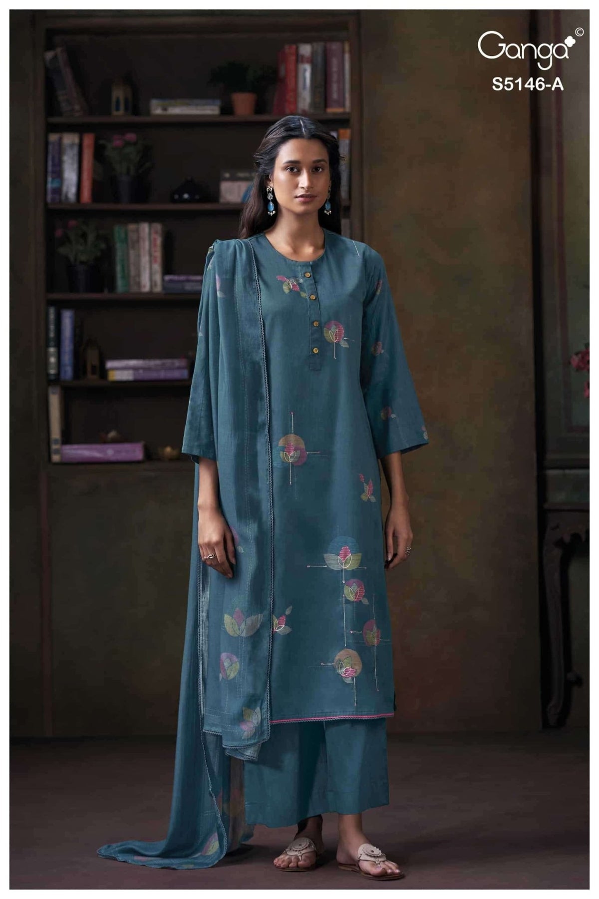 Ganga Fashion Vedvika 5146 Cotton Satin Dress Material - Amrah Wholesale