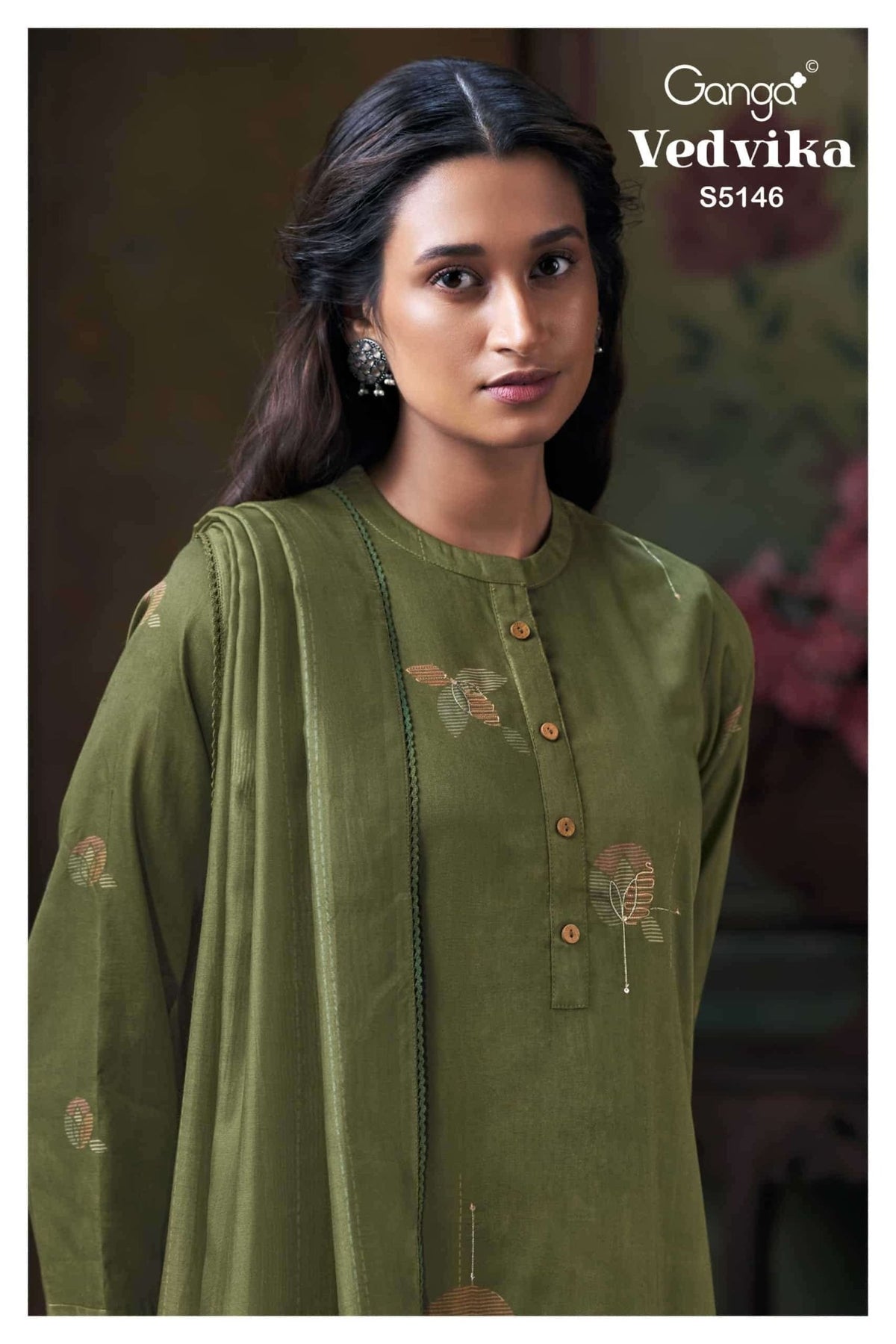 Ganga Fashion Vedvika 5146 Cotton Satin Dress Material - Amrah Wholesale