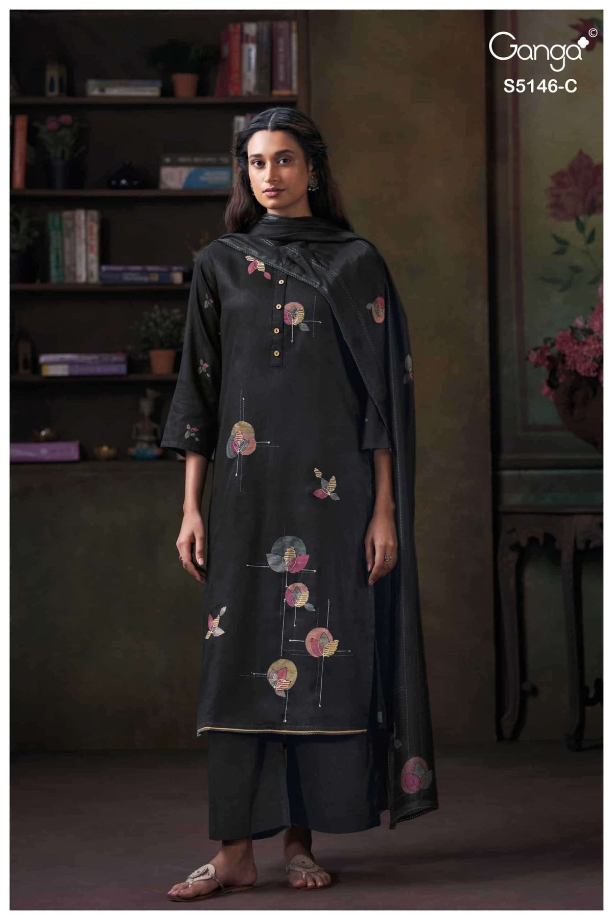 Ganga Fashion Vedvika 5146 Cotton Satin Dress Material - Amrah Wholesale