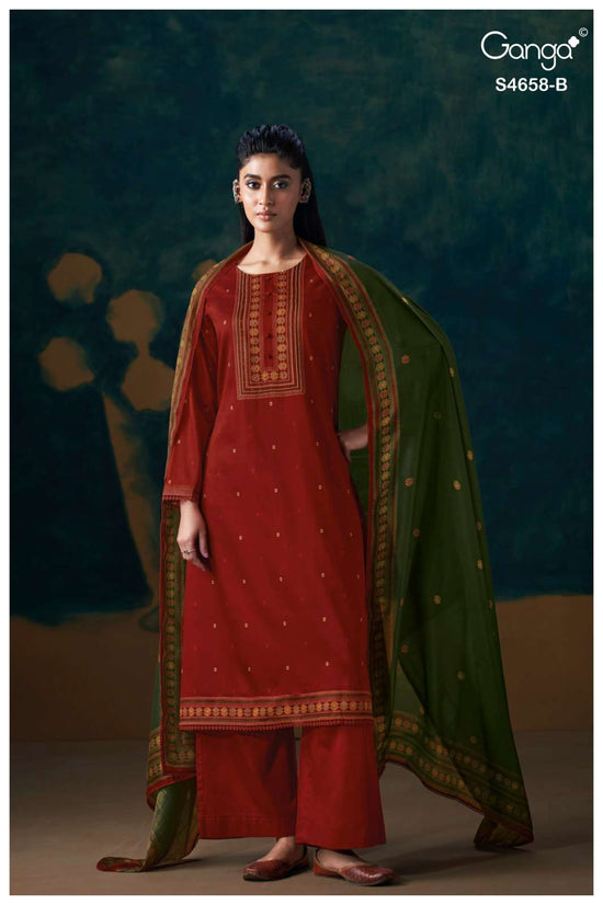 Ganga Fashion Venisha 4658 Pure Cotton Satin Dress Material - Amrah Wholesale