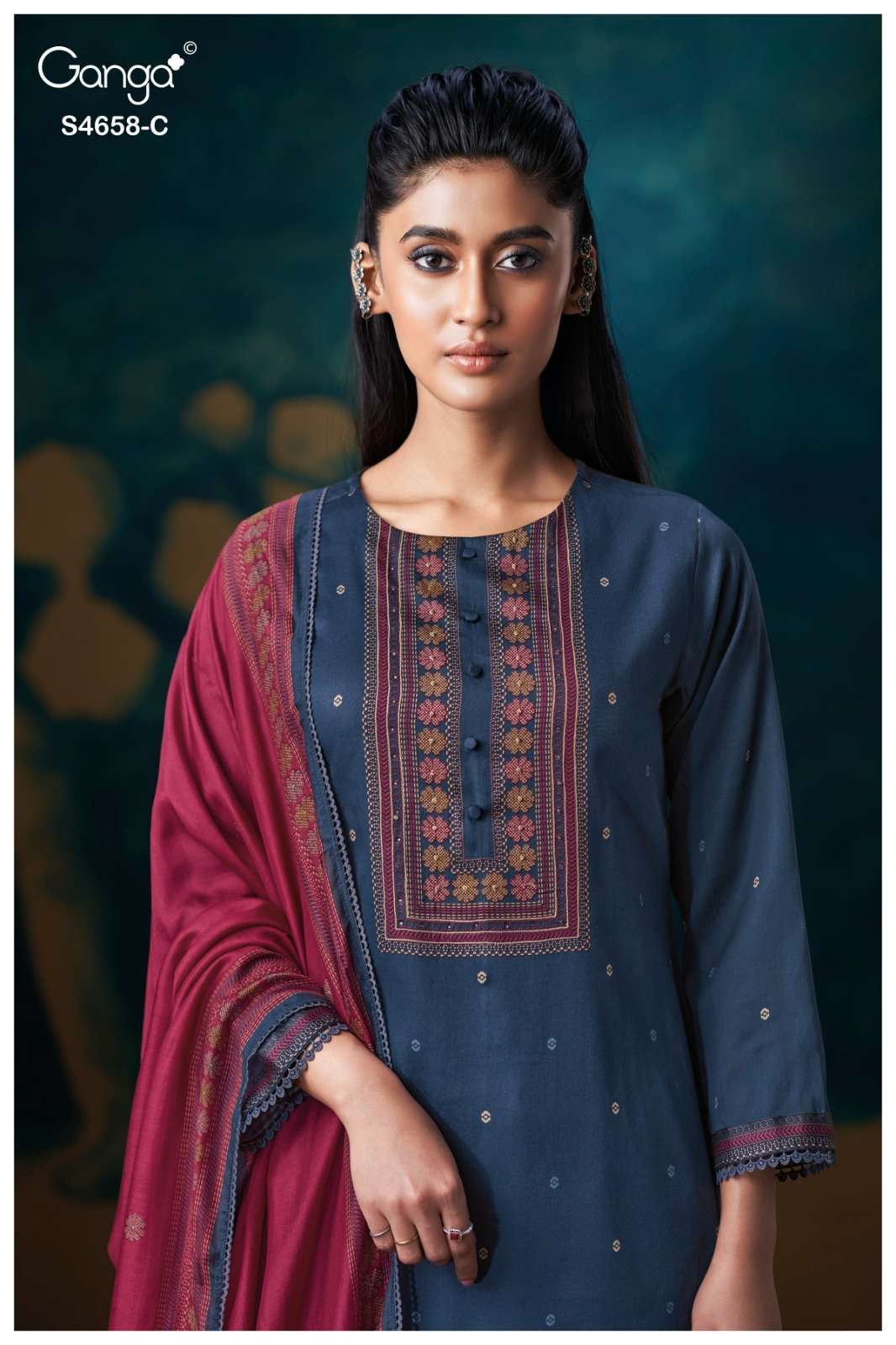 Ganga Fashion Venisha 4658 Pure Cotton Satin Dress Material - Amrah Wholesale