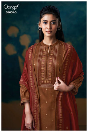 Ganga Fashion Venisha 4658 Pure Cotton Satin Dress Material - Amrah Wholesale