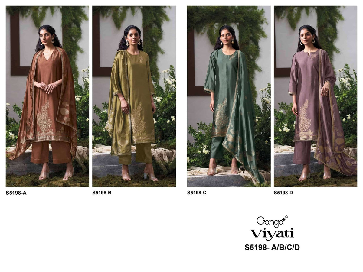 Ganga Fashion Viyati 5198 Woven Silk Jacquard Dress Material - Amrah Wholesale