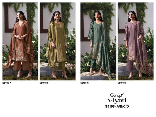 Ganga Fashion Viyati 5198 Woven Silk Jacquard Dress Material - Amrah Wholesale