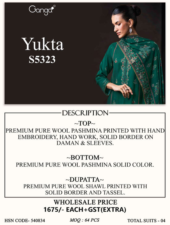 Ganga Fashion Yukta 5323 Pure Wool Pashmina Winter Suit