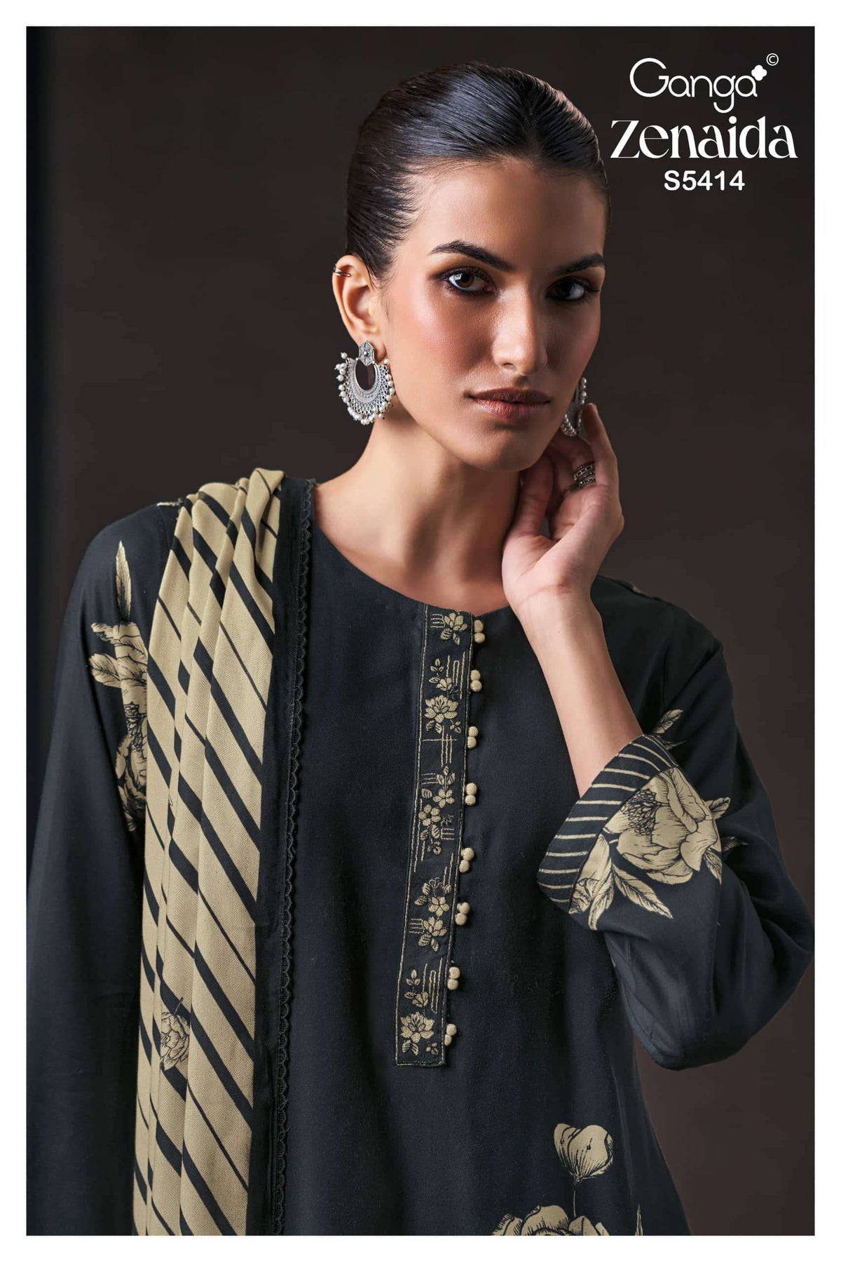 Ganga Fashion Zenaida 5414 Pure Wool Pashmina Dress Material