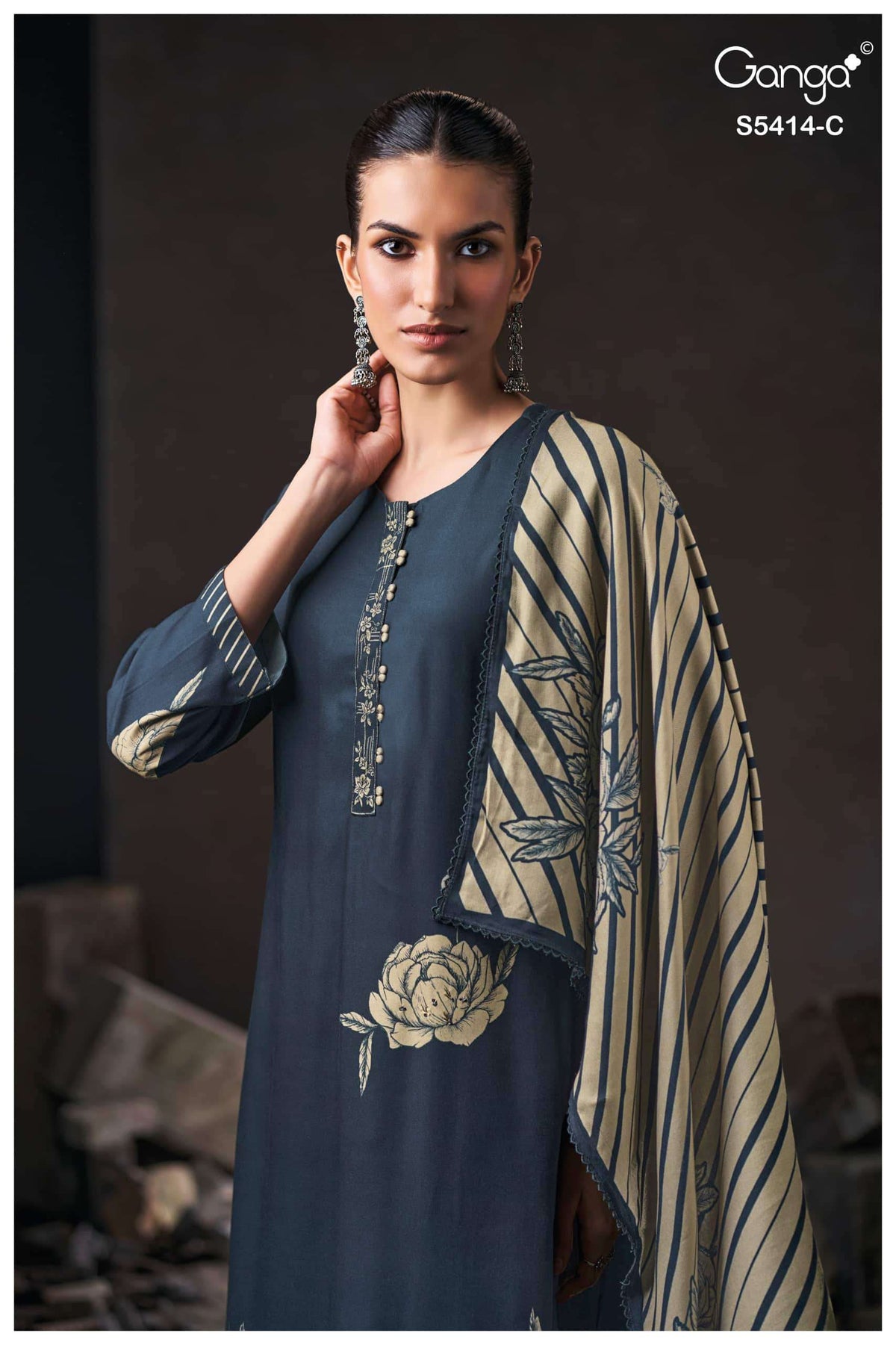 Ganga Fashion Zenaida 5414 Pure Wool Pashmina Dress Material