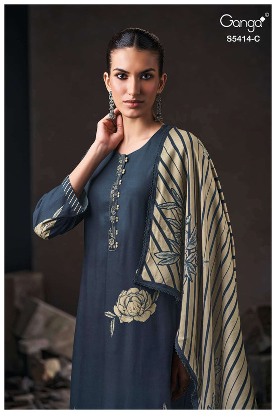 Ganga Fashion Zenaida 5414 Pure Wool Pashmina Dress Material
