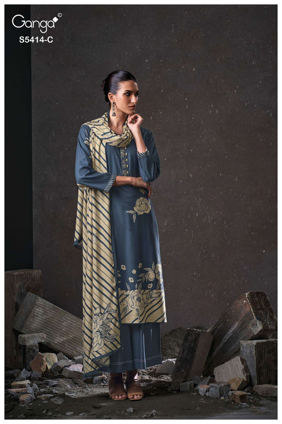 Ganga Fashion Zenaida 5414 Pure Wool Pashmina Dress Material