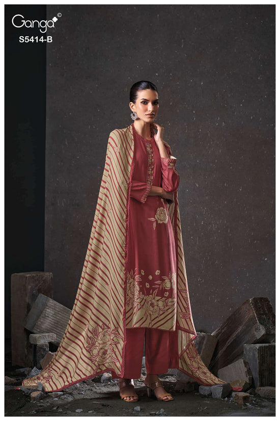 Ganga Fashion Zenaida 5414 Pure Wool Pashmina Dress Material