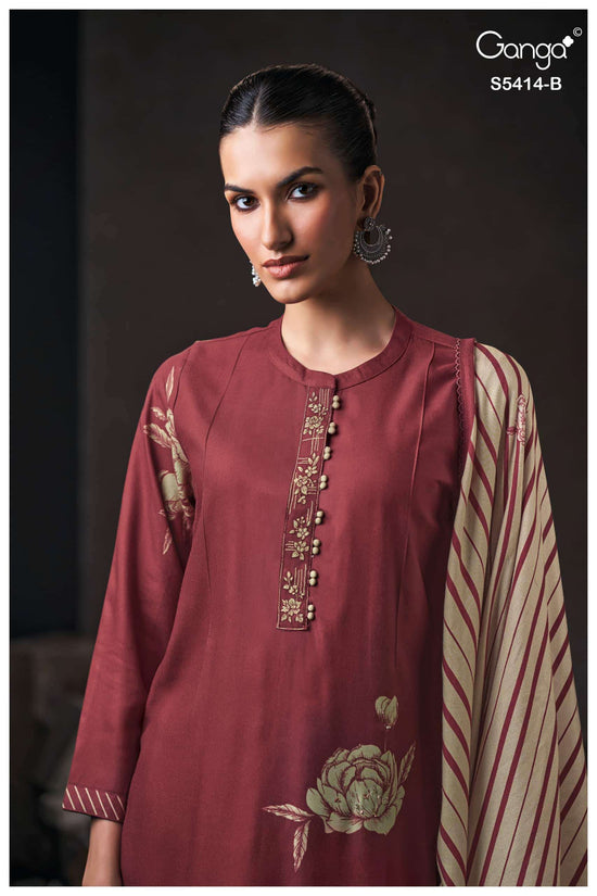 Ganga Fashion Zenaida 5414 Pure Wool Pashmina Dress Material
