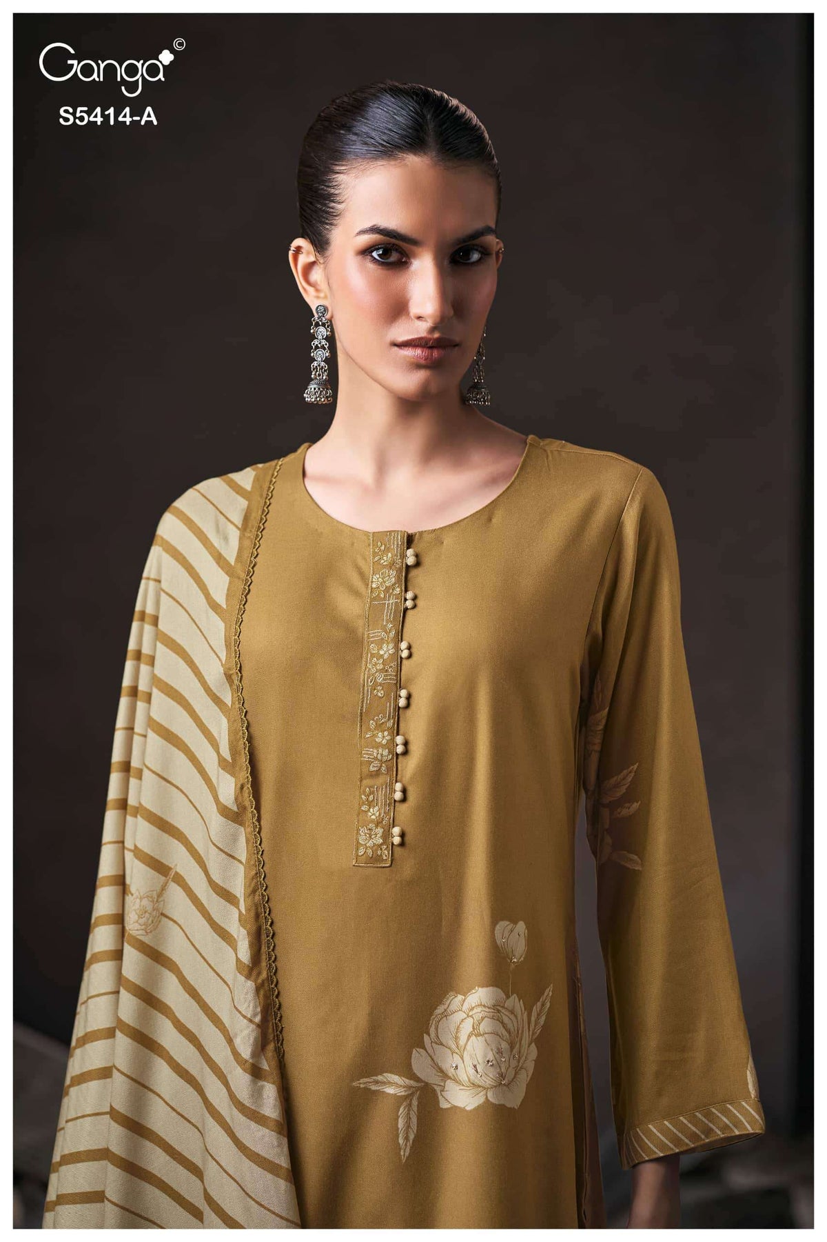 Ganga Fashion Zenaida 5414 Pure Wool Pashmina Dress Material