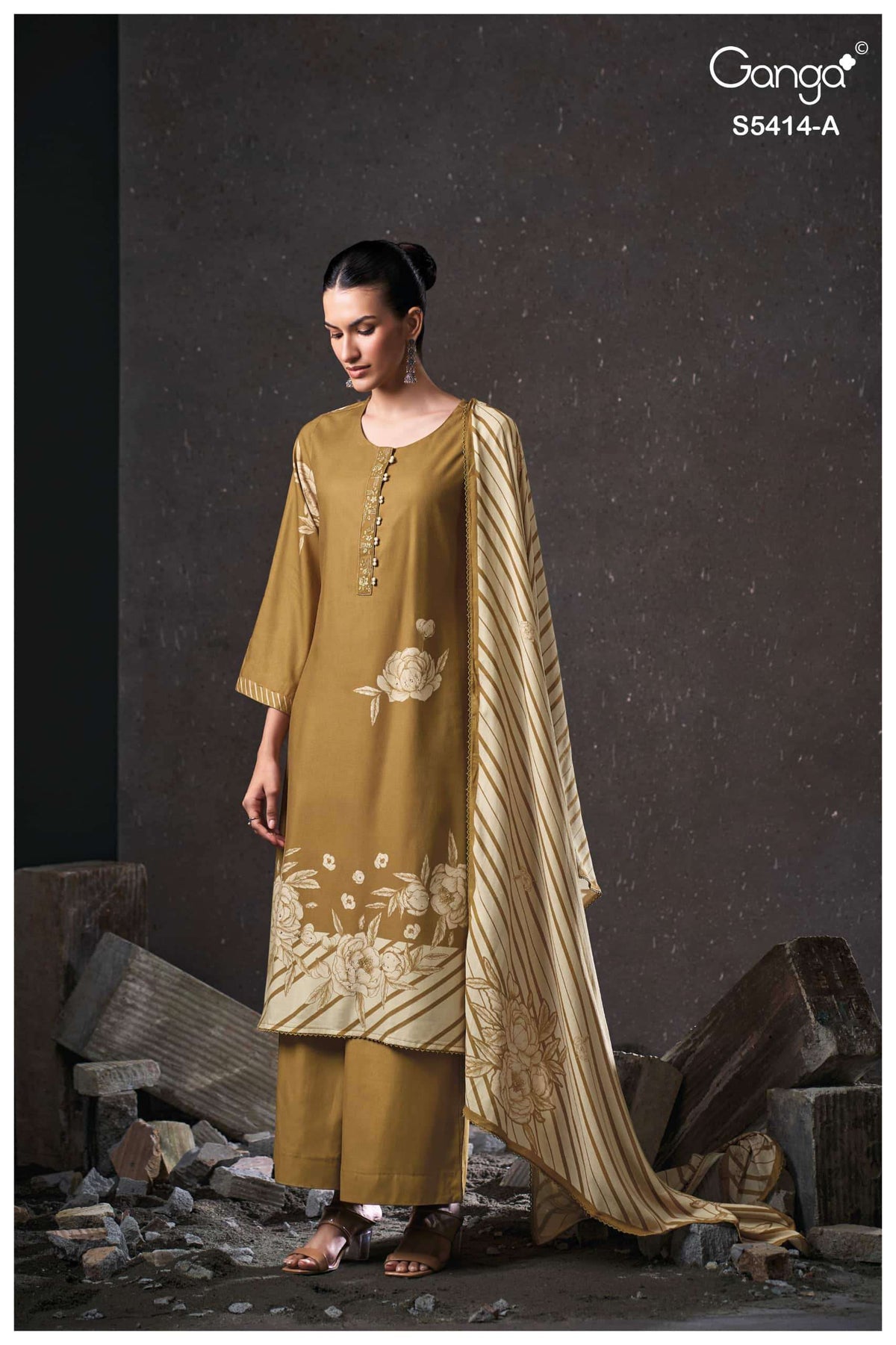 Ganga Fashion Zenaida 5414 Pure Wool Pashmina Dress Material