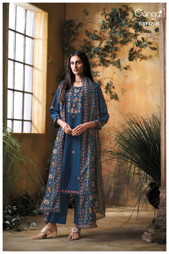 Ganga Fashion Zendaya 5148 Pure Bemberg Russian Silk Dress Material - Amrah Wholesale