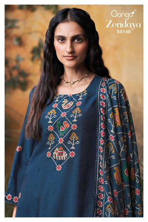 Ganga Fashion Zendaya 5148 Pure Bemberg Russian Silk Dress Material - Amrah Wholesale
