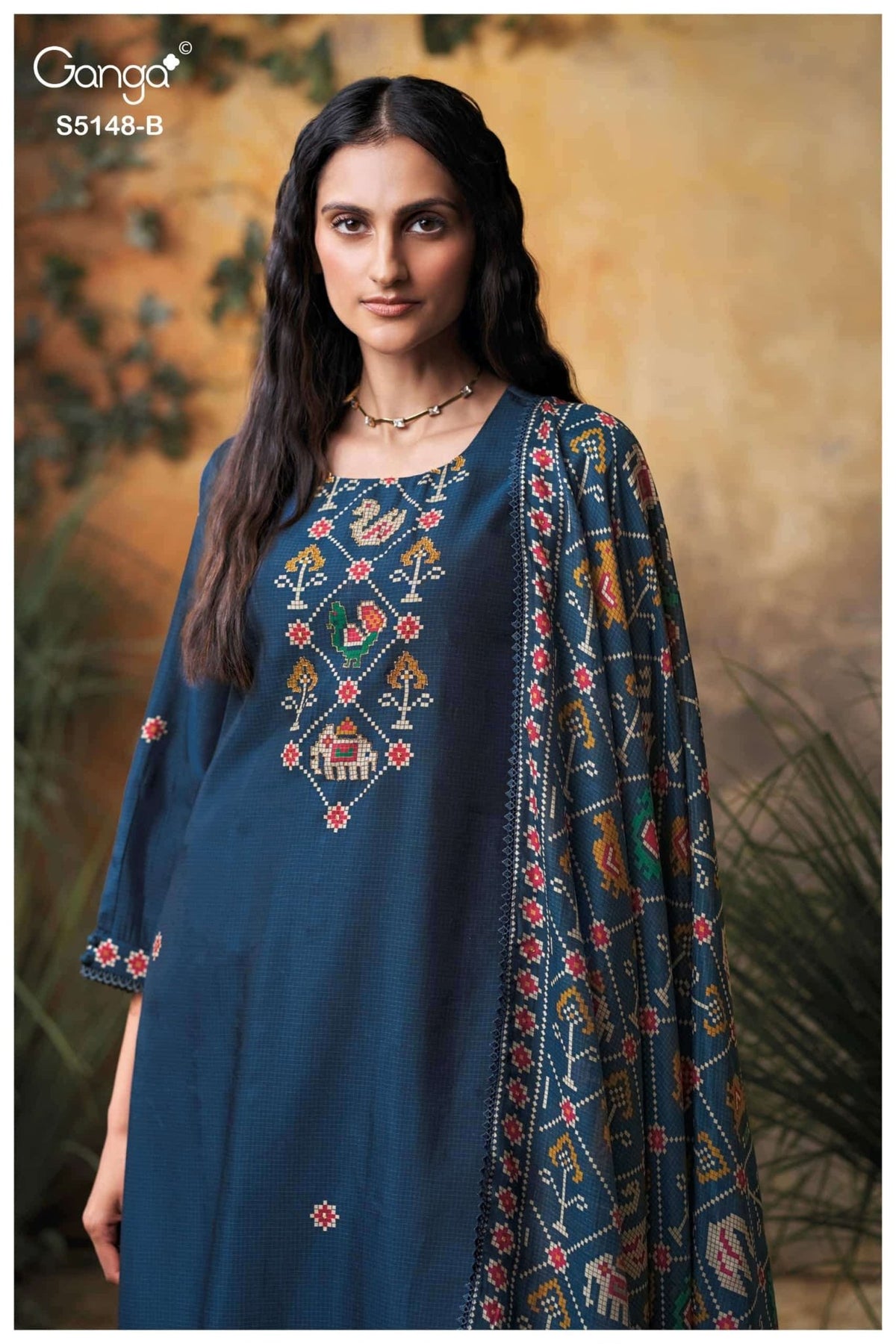 Ganga Fashion Zendaya 5148 Pure Bemberg Russian Silk Dress Material - Amrah Wholesale