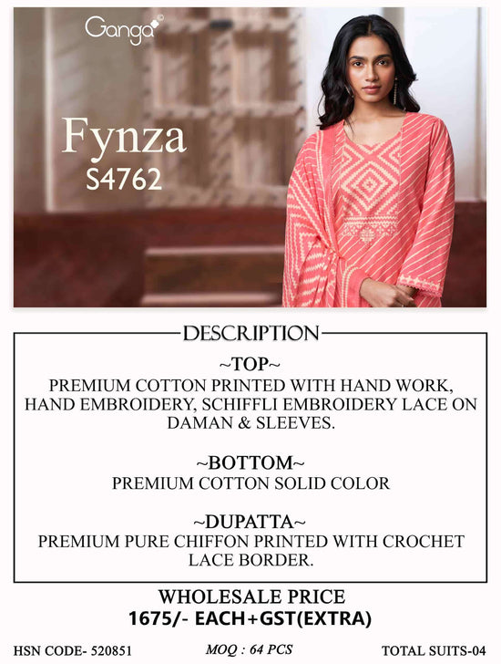 Ganga Fashion Fynza 4762 Premium Cotton Dress Material
