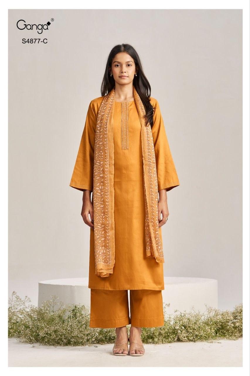 Ganga Gabina 4877 Cotton Satin Dress Material