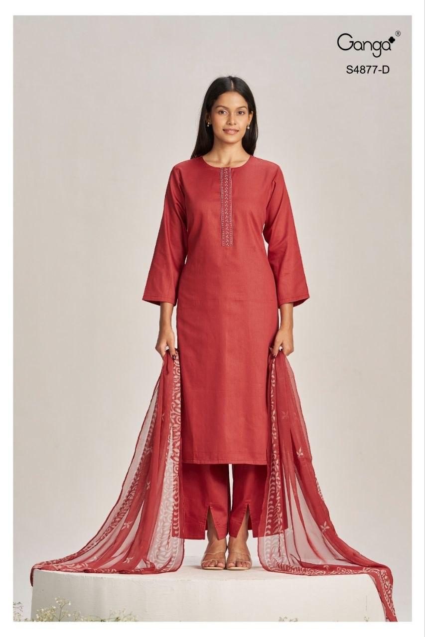 Ganga Gabina 4877 Cotton Satin Dress Material
